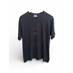 Majestic Blue T-Shirts Cleveland Indians Logo T-Shirt Mens Medium Gray
